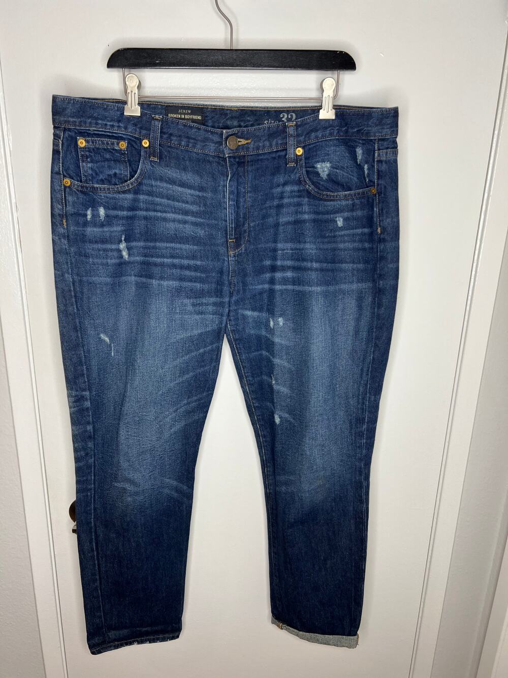 J.Crew Women's Broken In Boyfriend Distressed Jeans Blue ~ Size 32